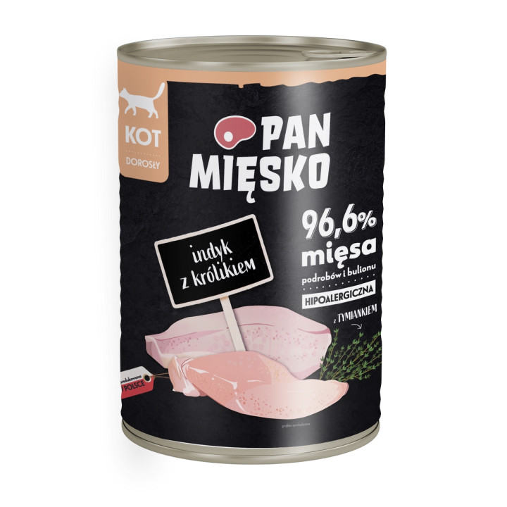 Karma mokra dla kota Pan Mięsko Indyk z królikiem 400g