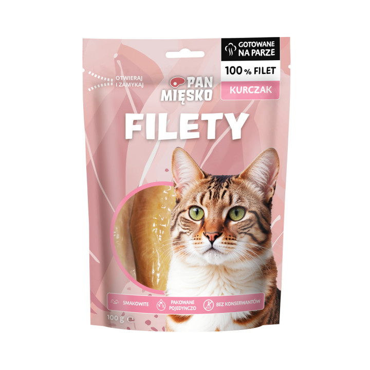 Pan Mięsko Przysmak dla kota Filety Kurczak 100g