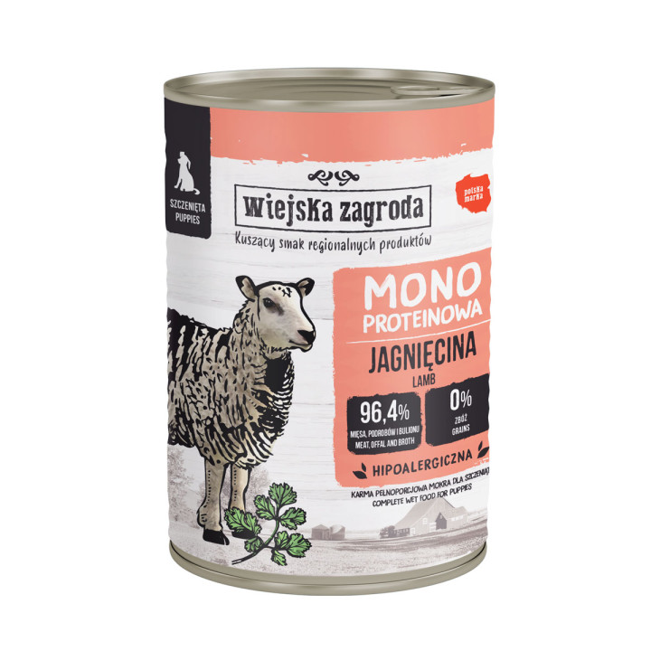 Wiejska Zagroda Karma mokra dla psa Jagnięcina monoproteinowa 400g (szczeniak)