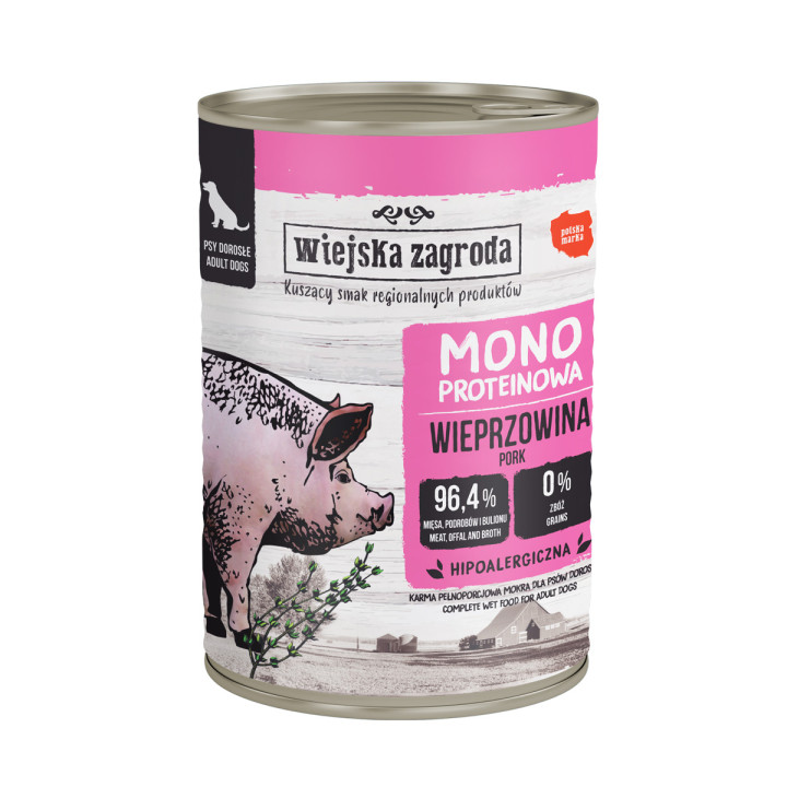 Wiejska Zagroda Karma mokra dla psa Wieprzowina monoproteinowa 400g