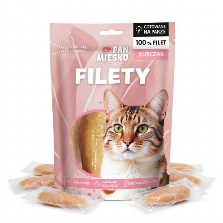 Pan Mięsko Przysmak dla kota Filety Kurczak 100g